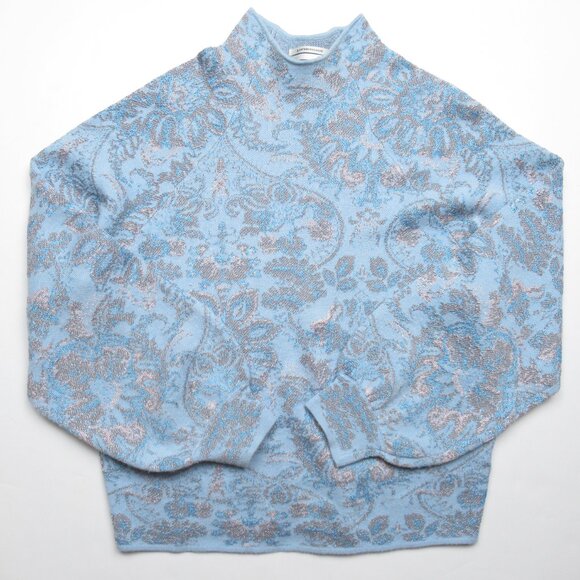 NWOT Anthropologie The Beatriz Mock-Neck Sweater: Lurex Edition Blue Small - Picture 5 of 9